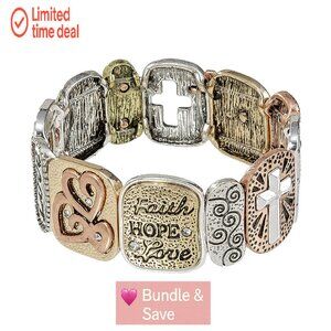 Ox Gold Stretch Prayer Bracelet with Cross Beads, Hypoallergenic